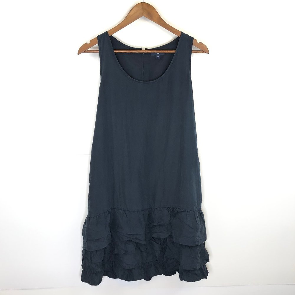 EUC GAP Navy Blue Ruffle Dress Size S 100% Silk